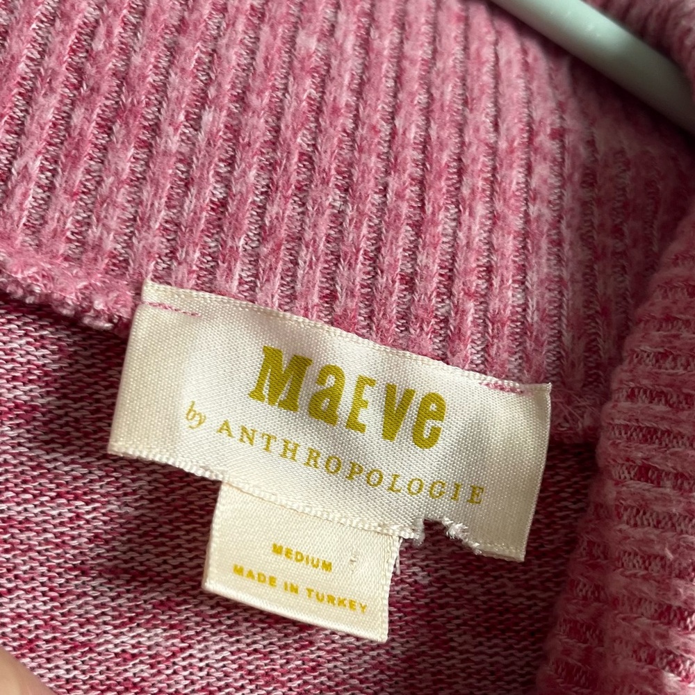 Anthropologie Maeve‎ Laney Sweater Women’s Size Medium Pink Mockneck Cozy Casual - Picture 7 of 10